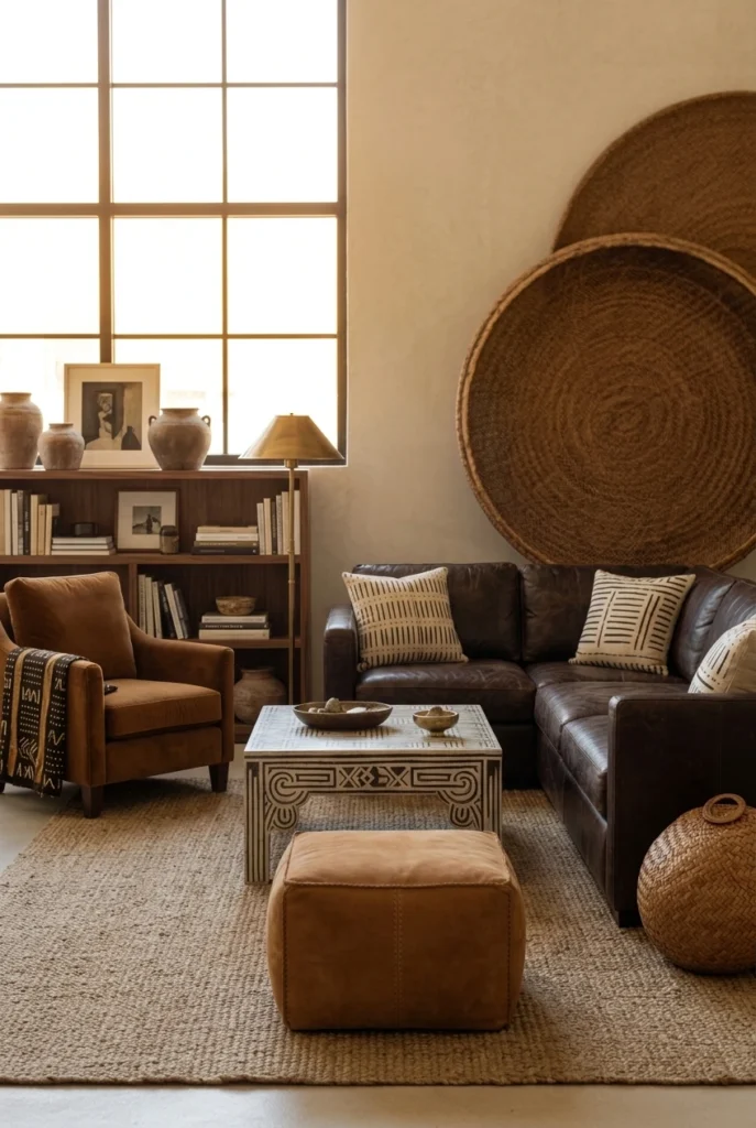 Afrohemian Living Room with Brown Aesthetic Tones