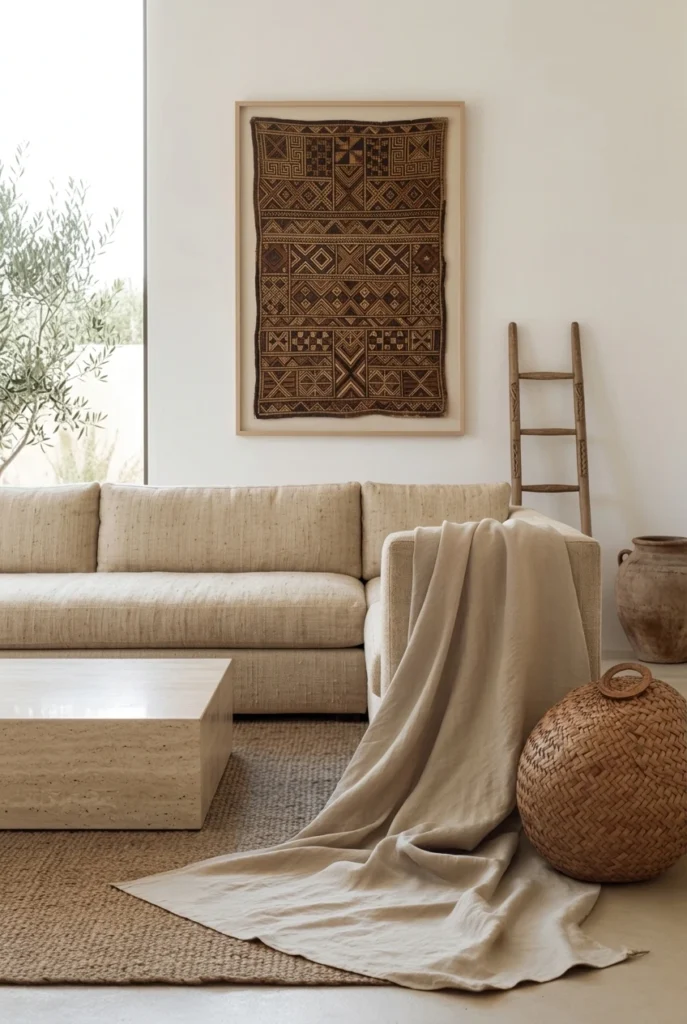 Afrohemian Living Room with Quiet Luxury Touches