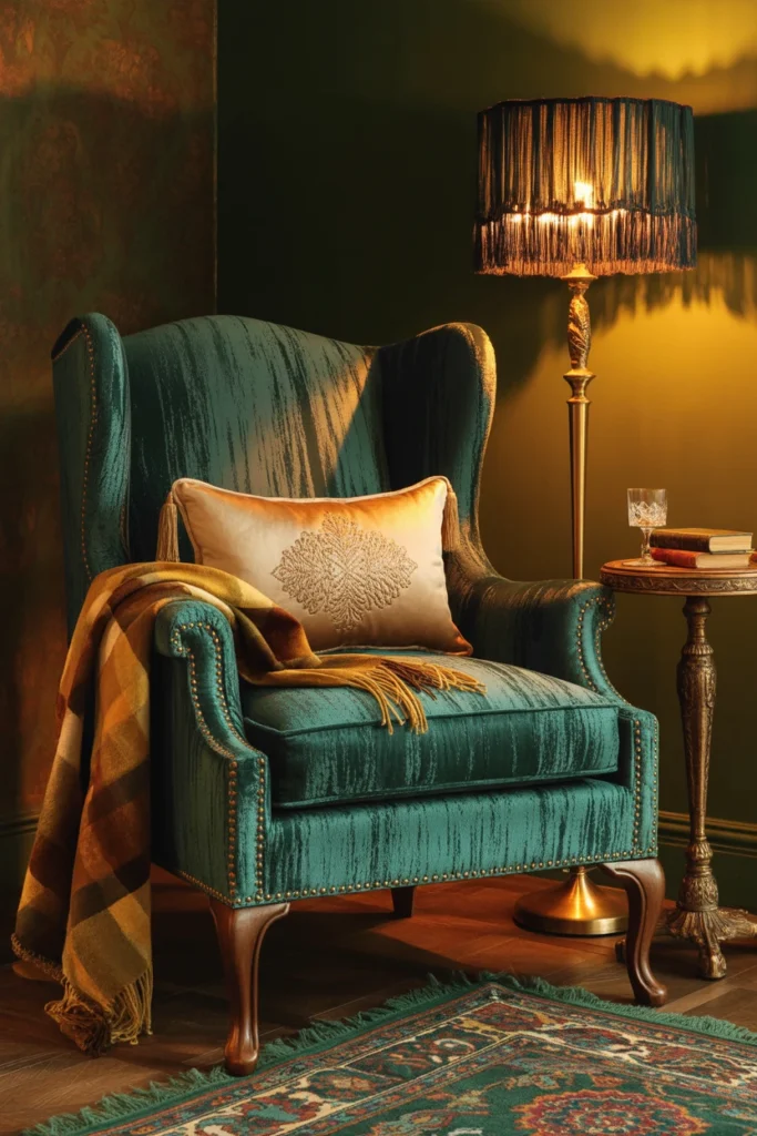 dramatic statement velvet wingback chair