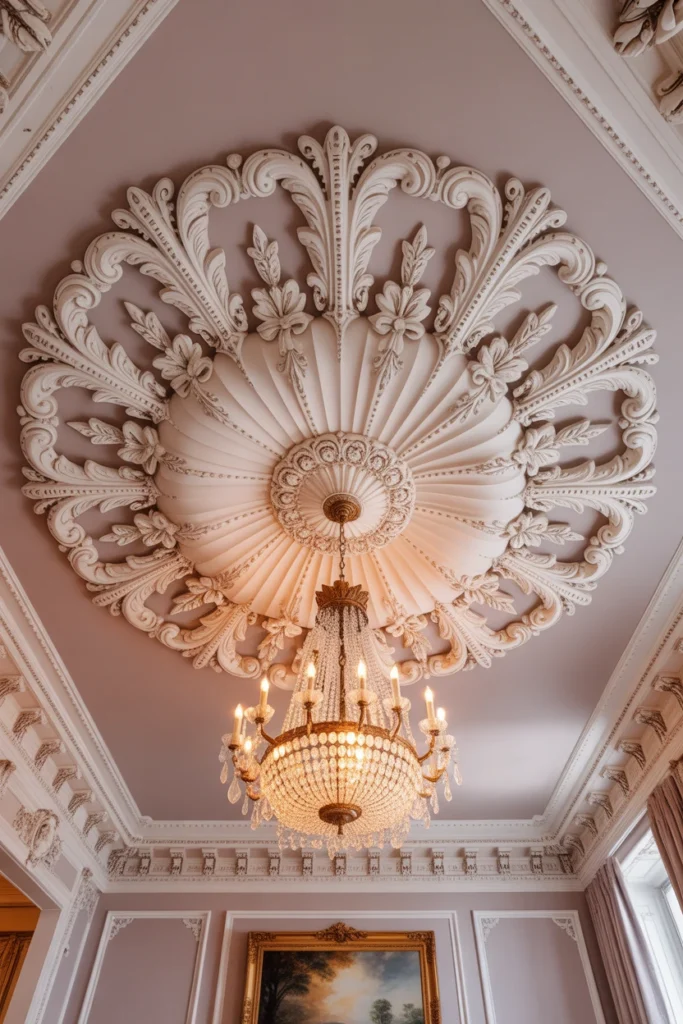 magnificent ornate hand cast plaster ceiling medallion