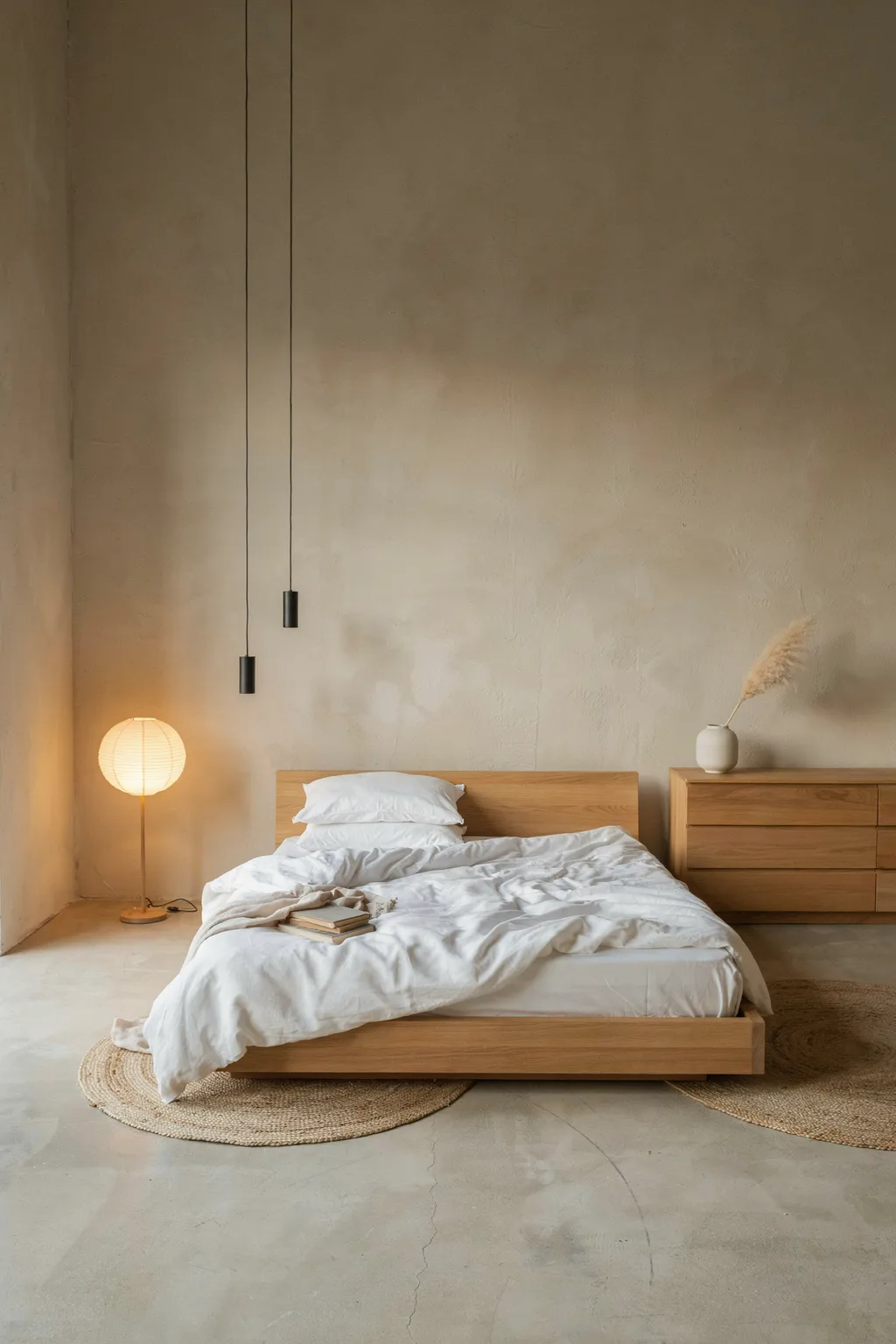 Japandi Bedroom With Warm Wood and Calm