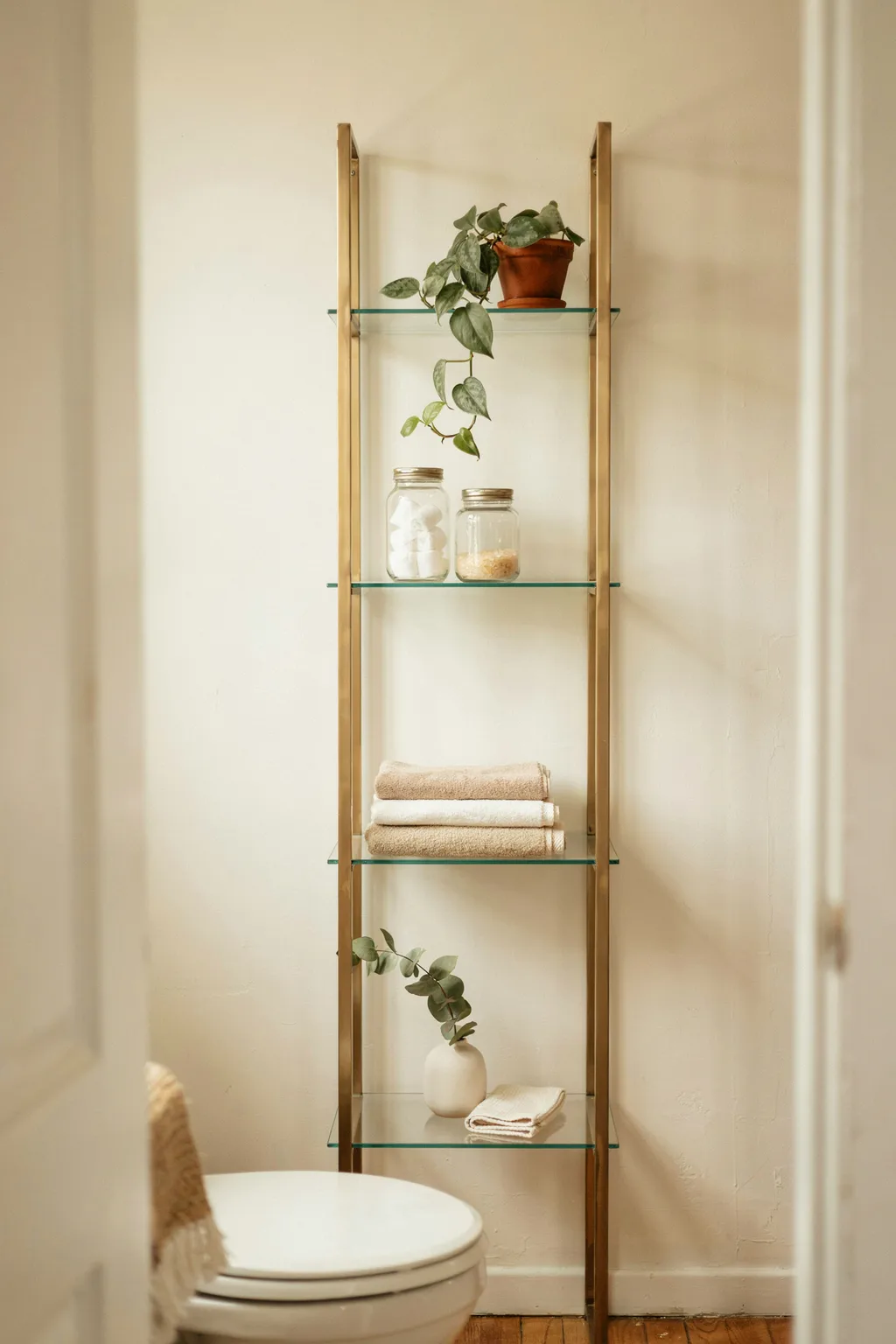 Glass Shelf Tower Over The Toilet