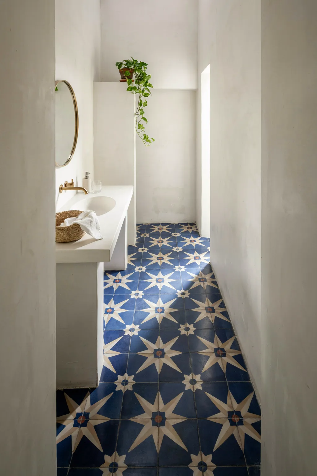 Bold Blue Floor, Calm White Walls