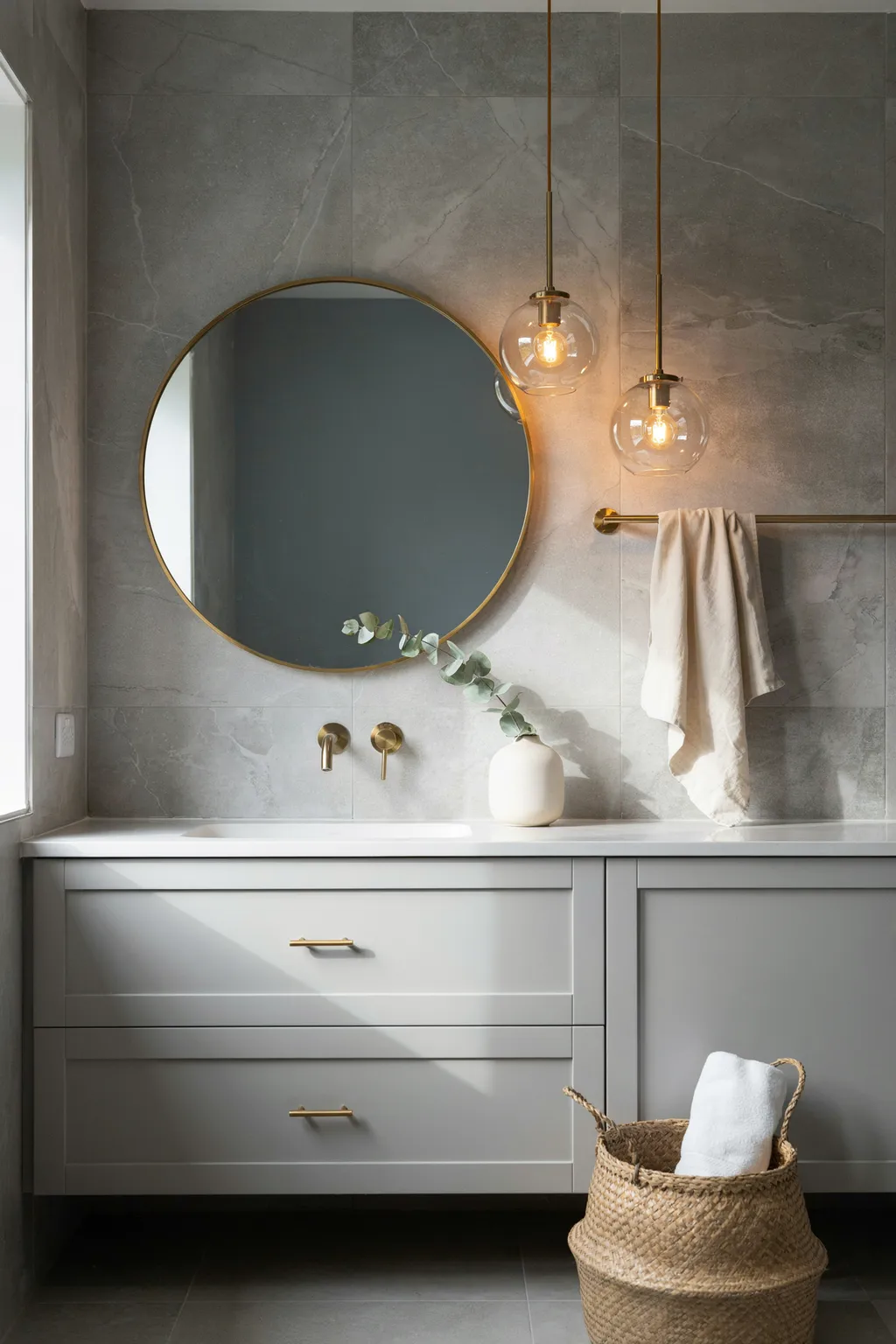 Glass Globe Pendants Lift A Small Bath