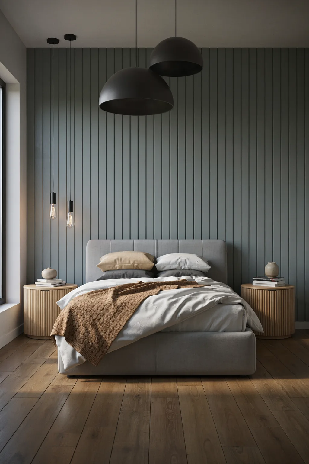 Mixed Height Pendant Lights Over the Bed
