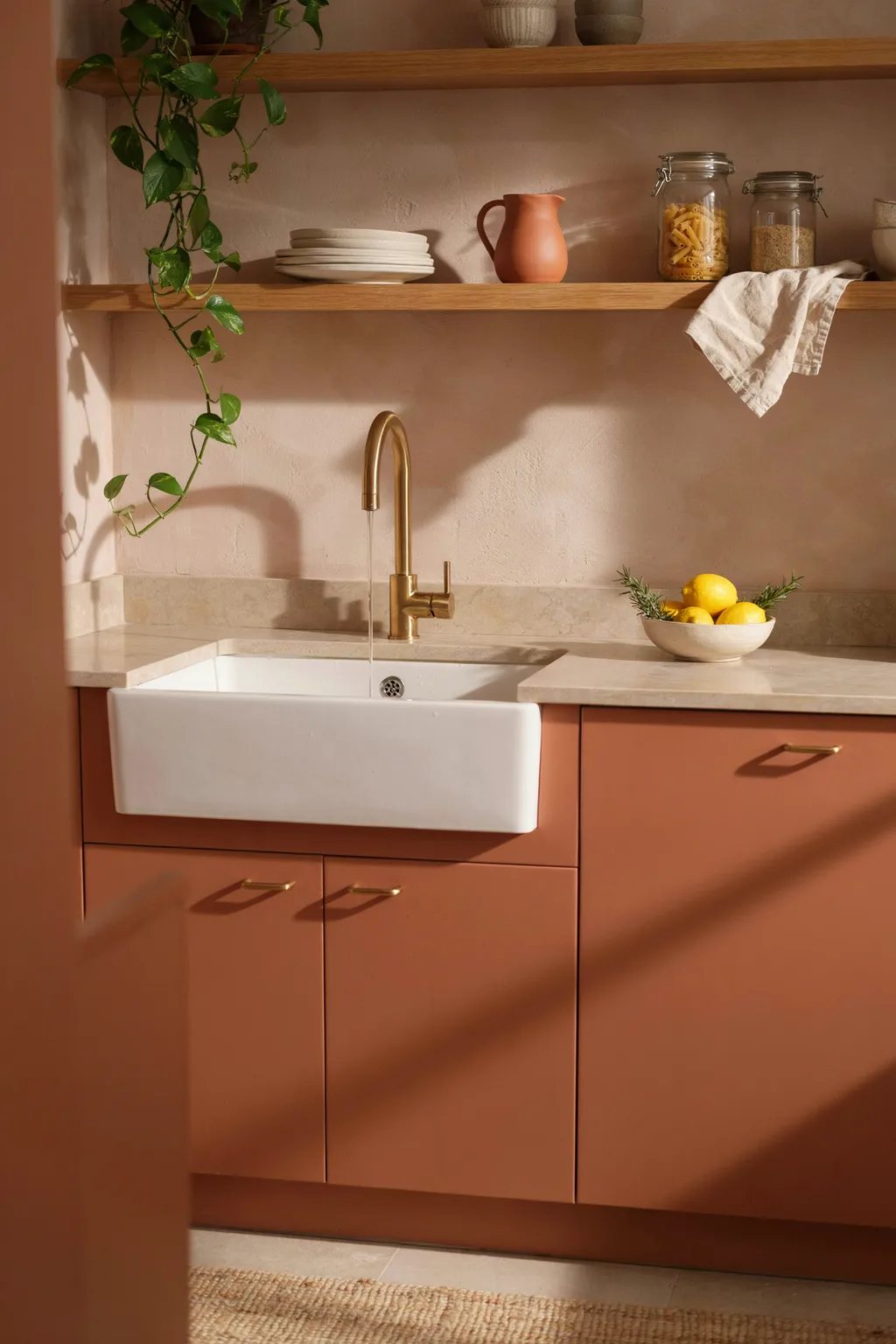 Warm Terracotta Monochrome Kitchen
