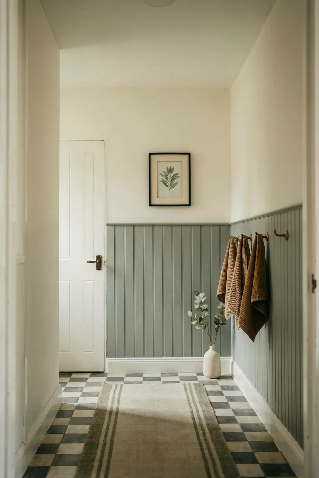 Sage Beadboard and Bronze Hooks