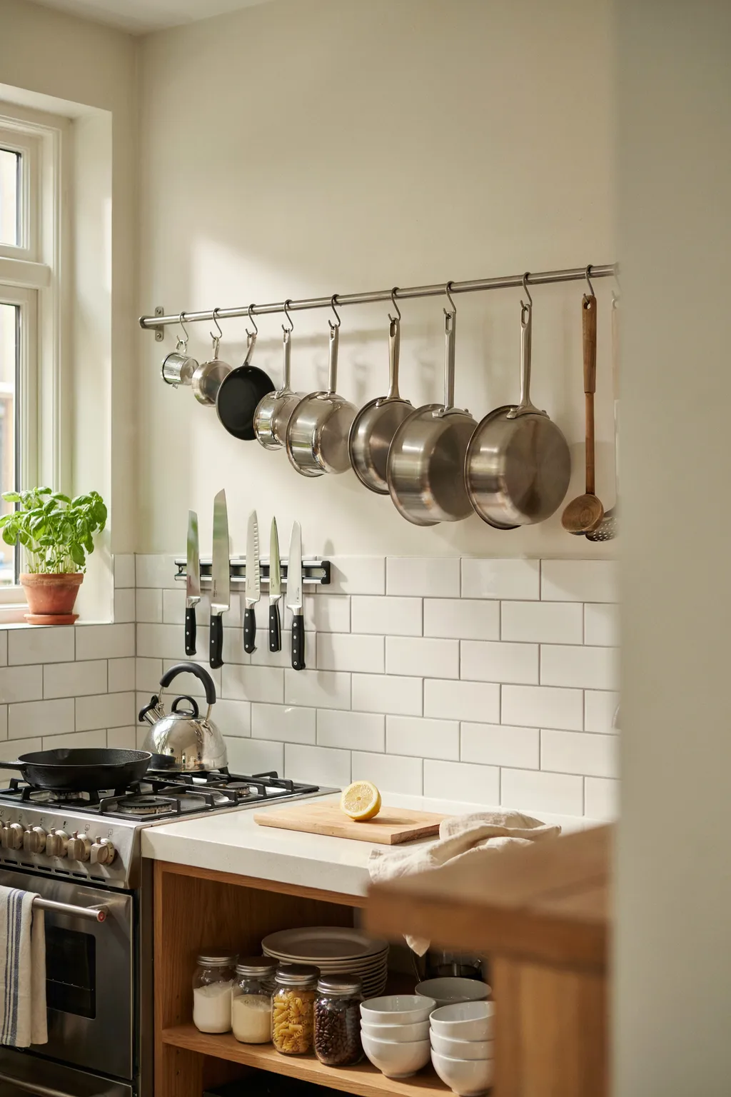 Turn a Wall Into Kitchen Storage