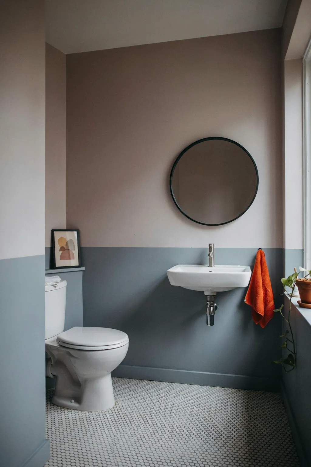 Two-Tone Walls For A Bold Small Bath