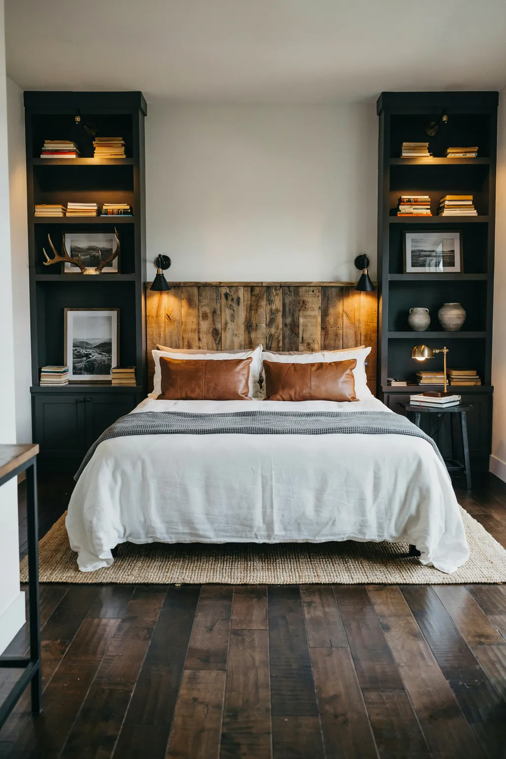 Built-In Shelves Around the Bed