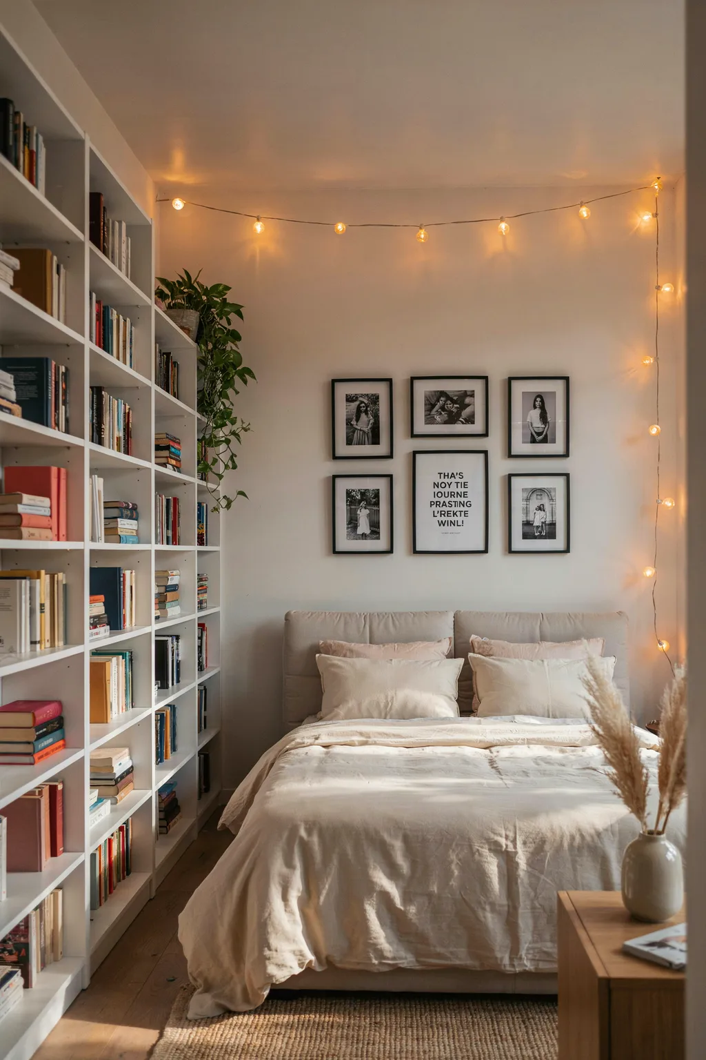 String Lights and Photo Gallery Teen Bedroom