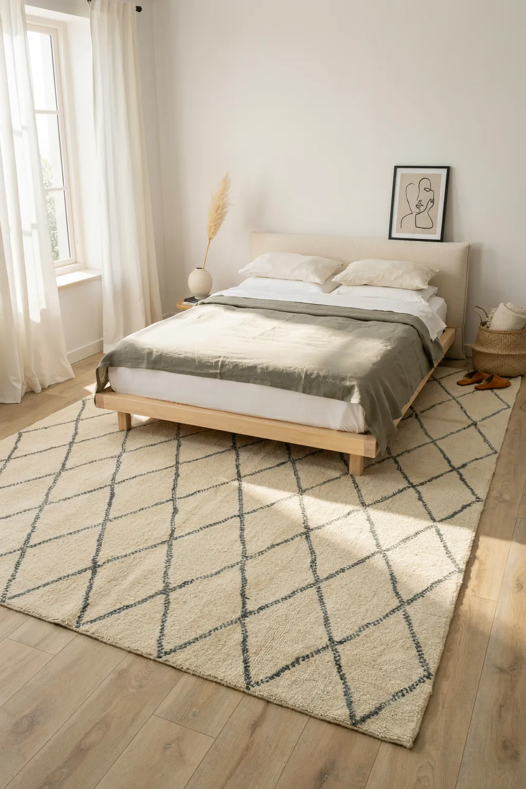 Anchor the Bed With a Big Soft Rug