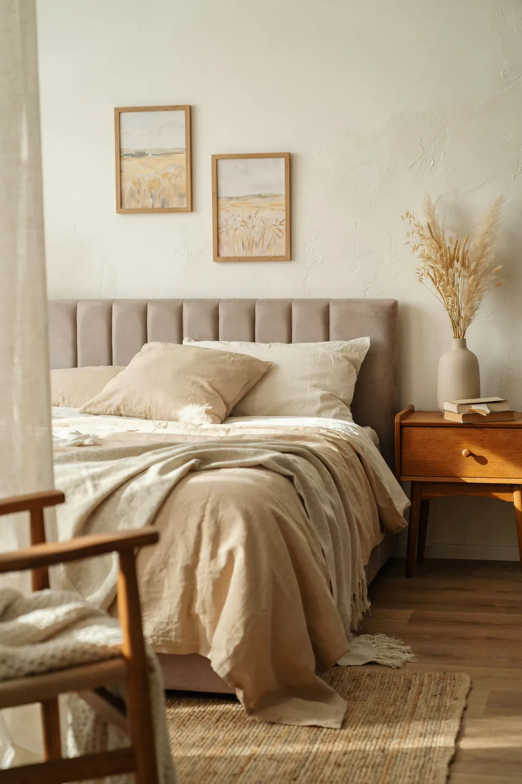 A Cream-and-Sand Bedroom Palette