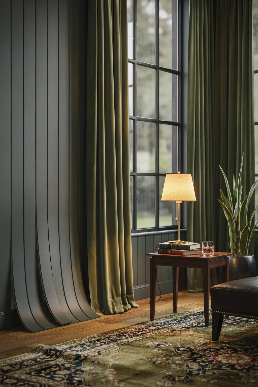 Olive Velvet for a Moody Room