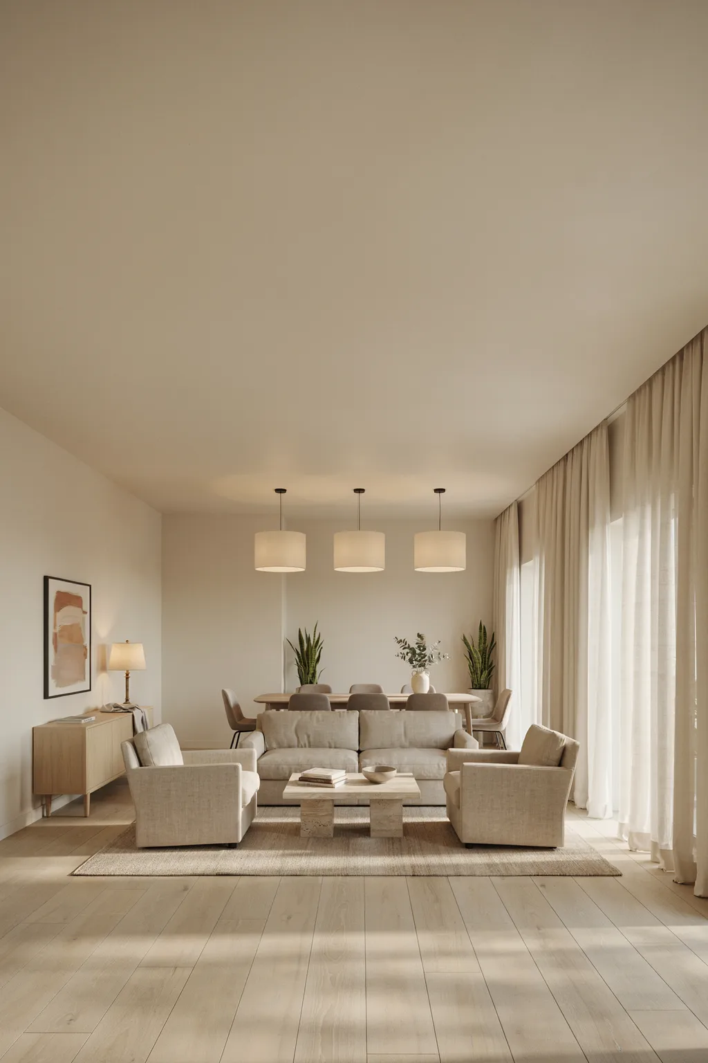 Lounge and Dining in One Long Room