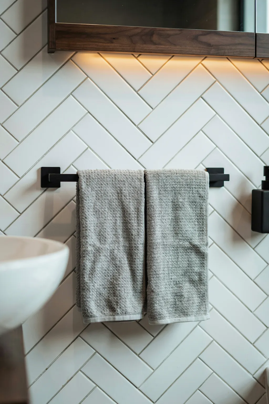 One Black Bar, Herringbone Tile