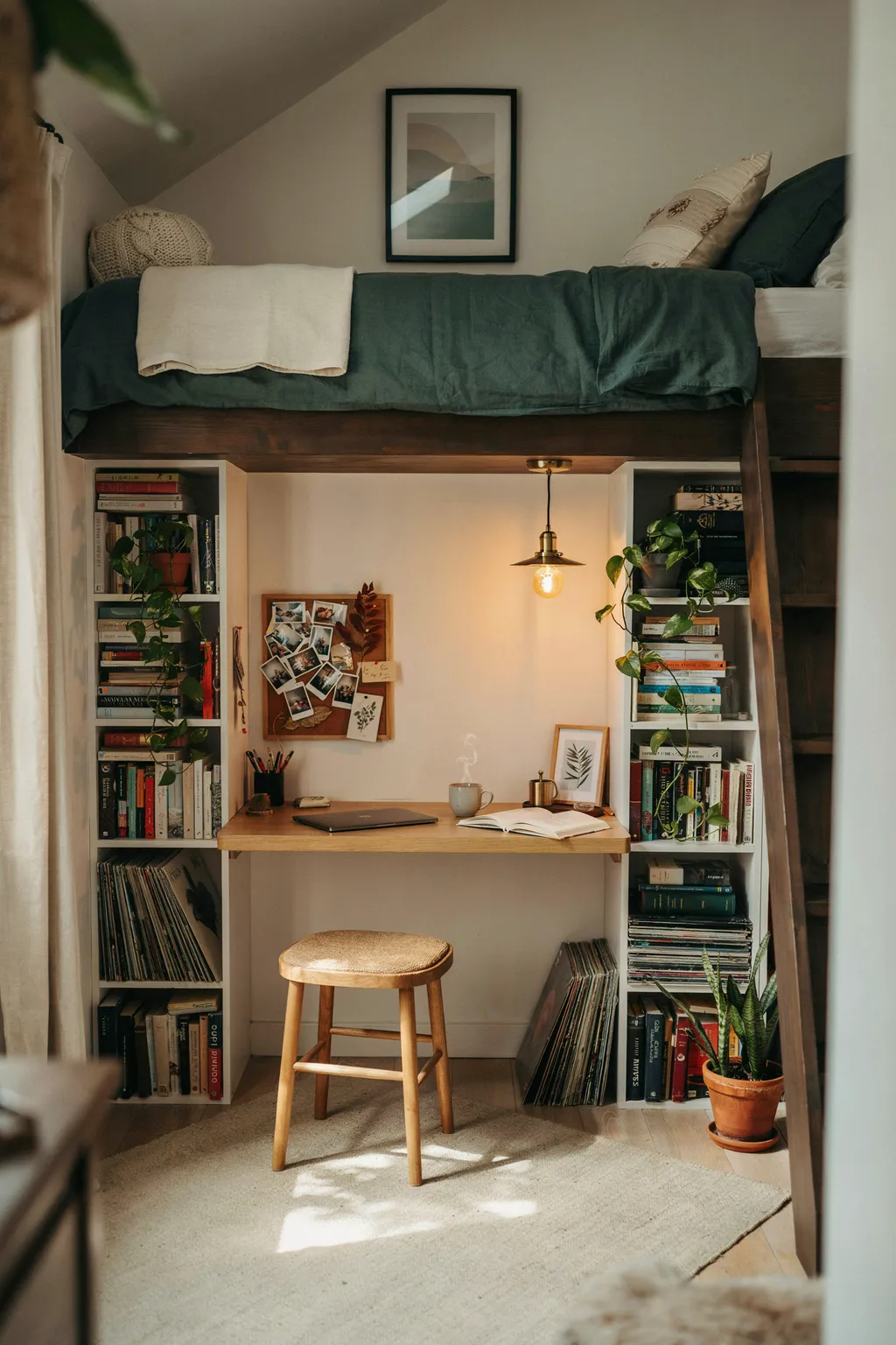 Loft Bed Over a Workspace