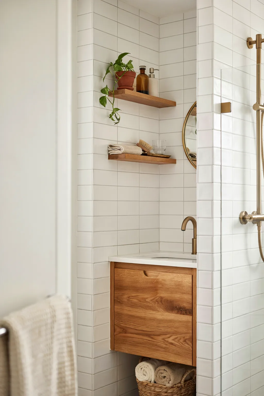 Layered Corner Shelves Beat Bulky Cabinets