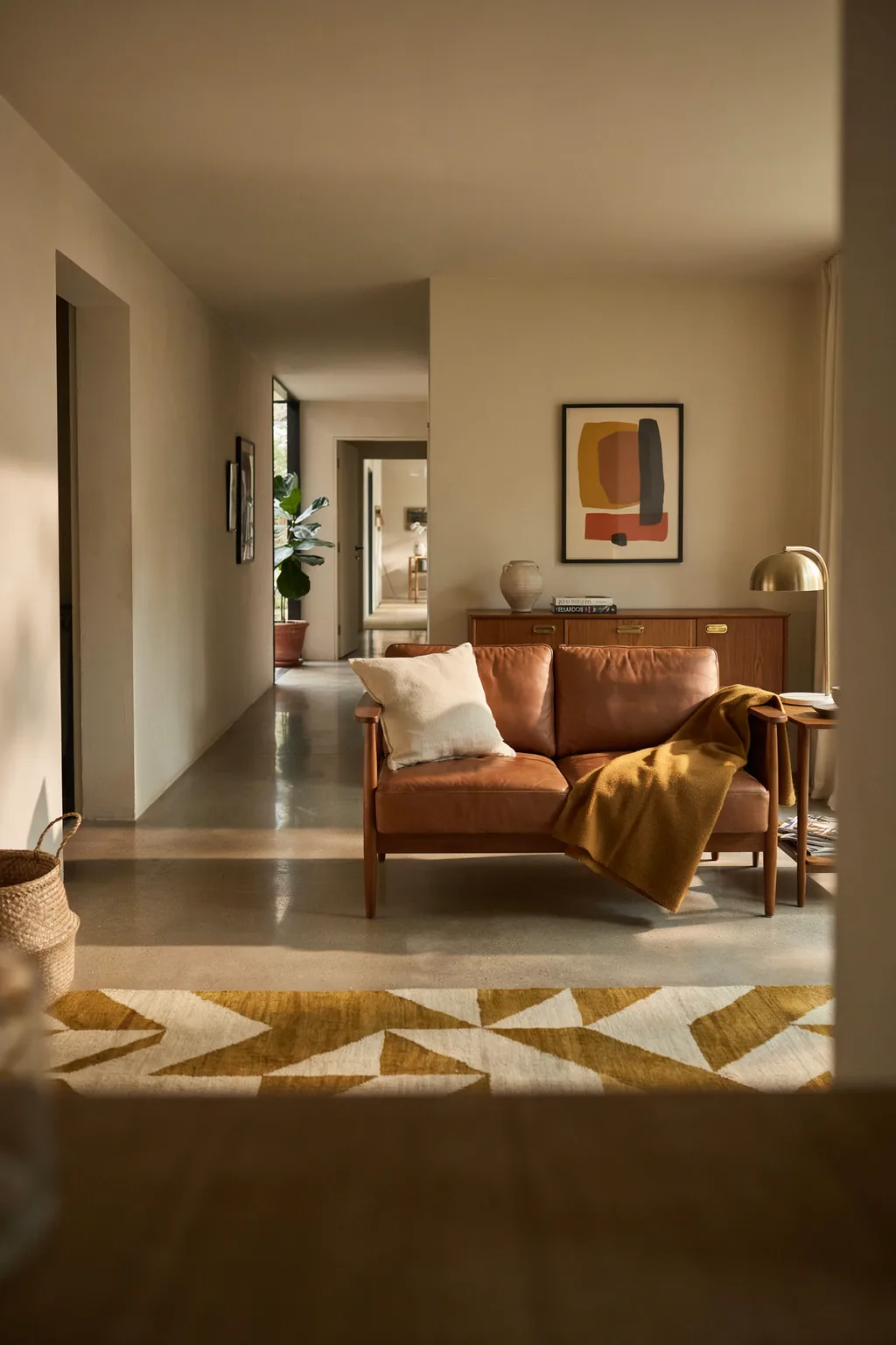 Mid-Century Warmth in a Long Room
