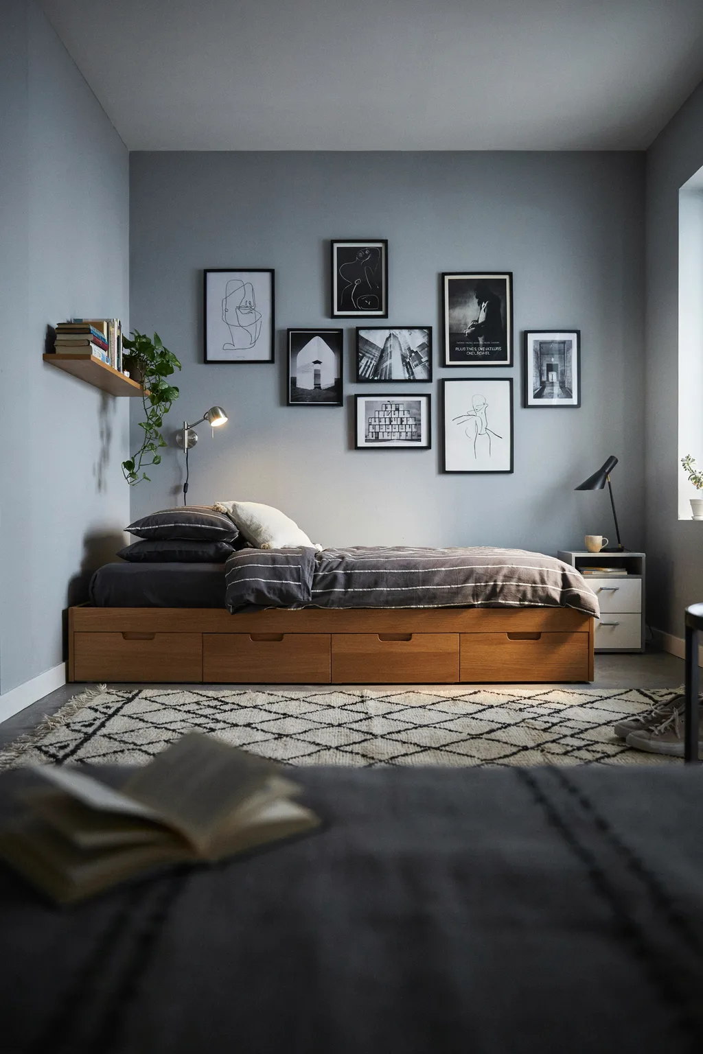 Urban Gray Teen Bedroom with a Gallery Wall