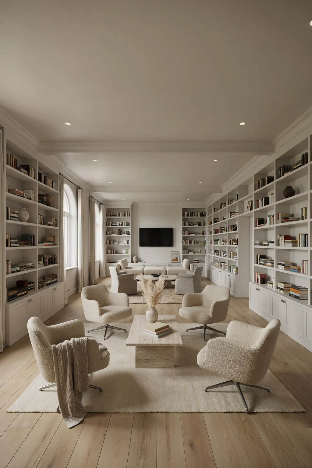 Two Seating Areas in One Long Room