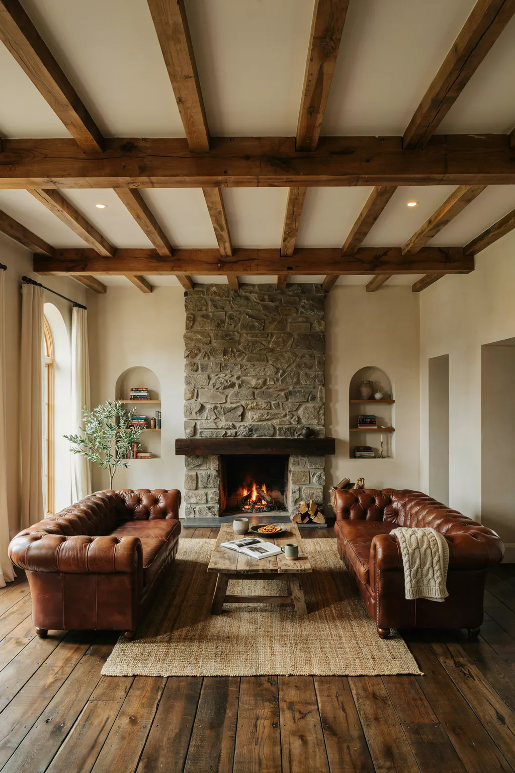Rustic Stone and Leather Long Room