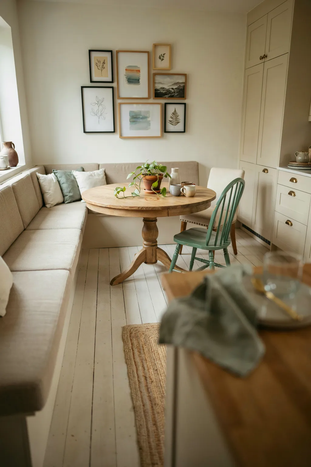 Built-In Breakfast Nook With Art