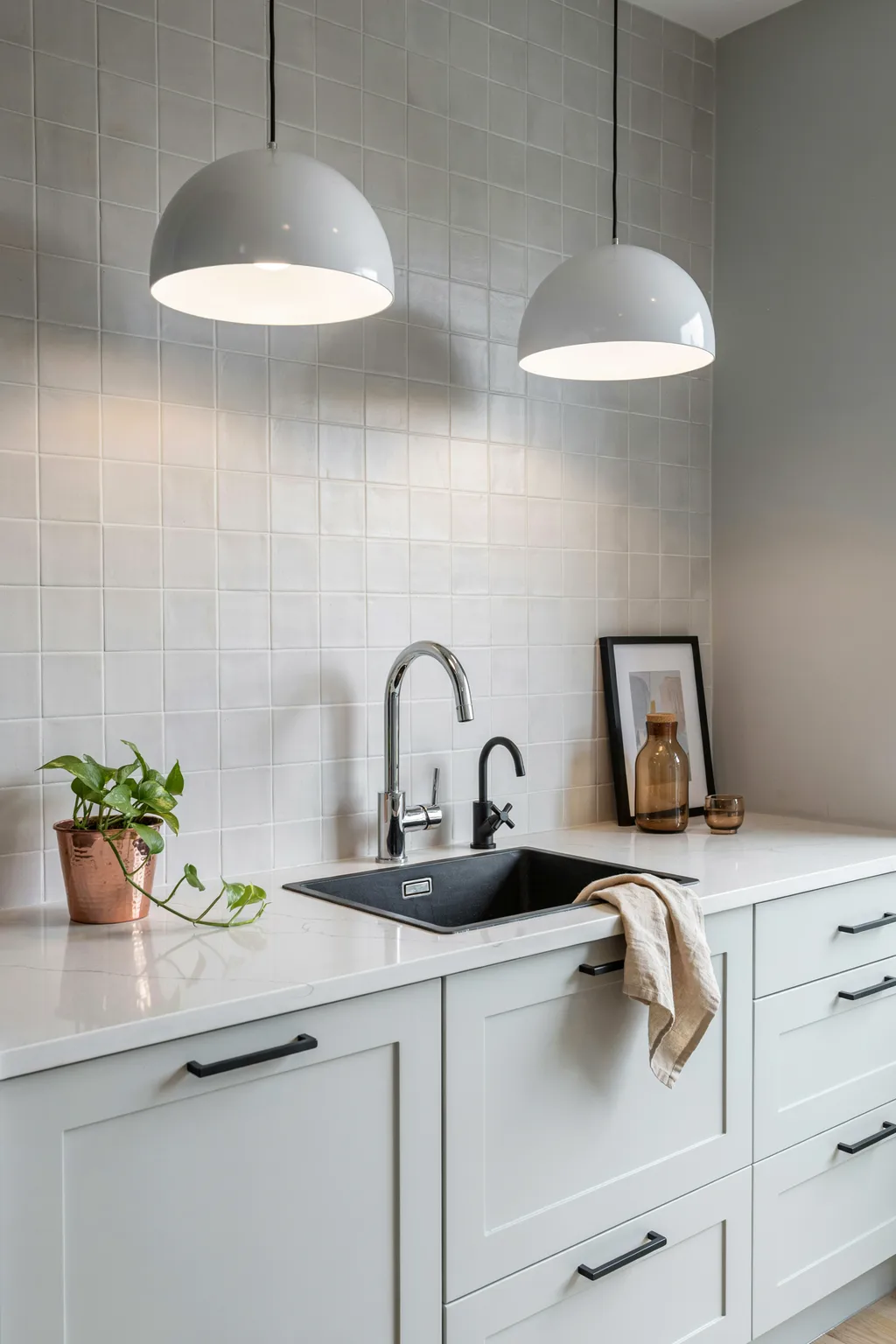 Black Undermount Sink Pendant Lights Mixed Metals