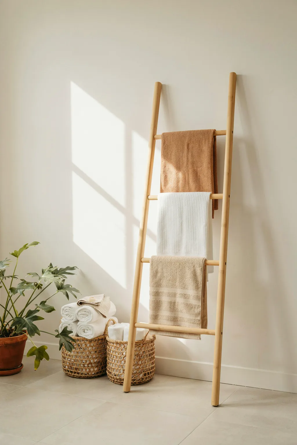 Wood Ladder Plus Basket Combo