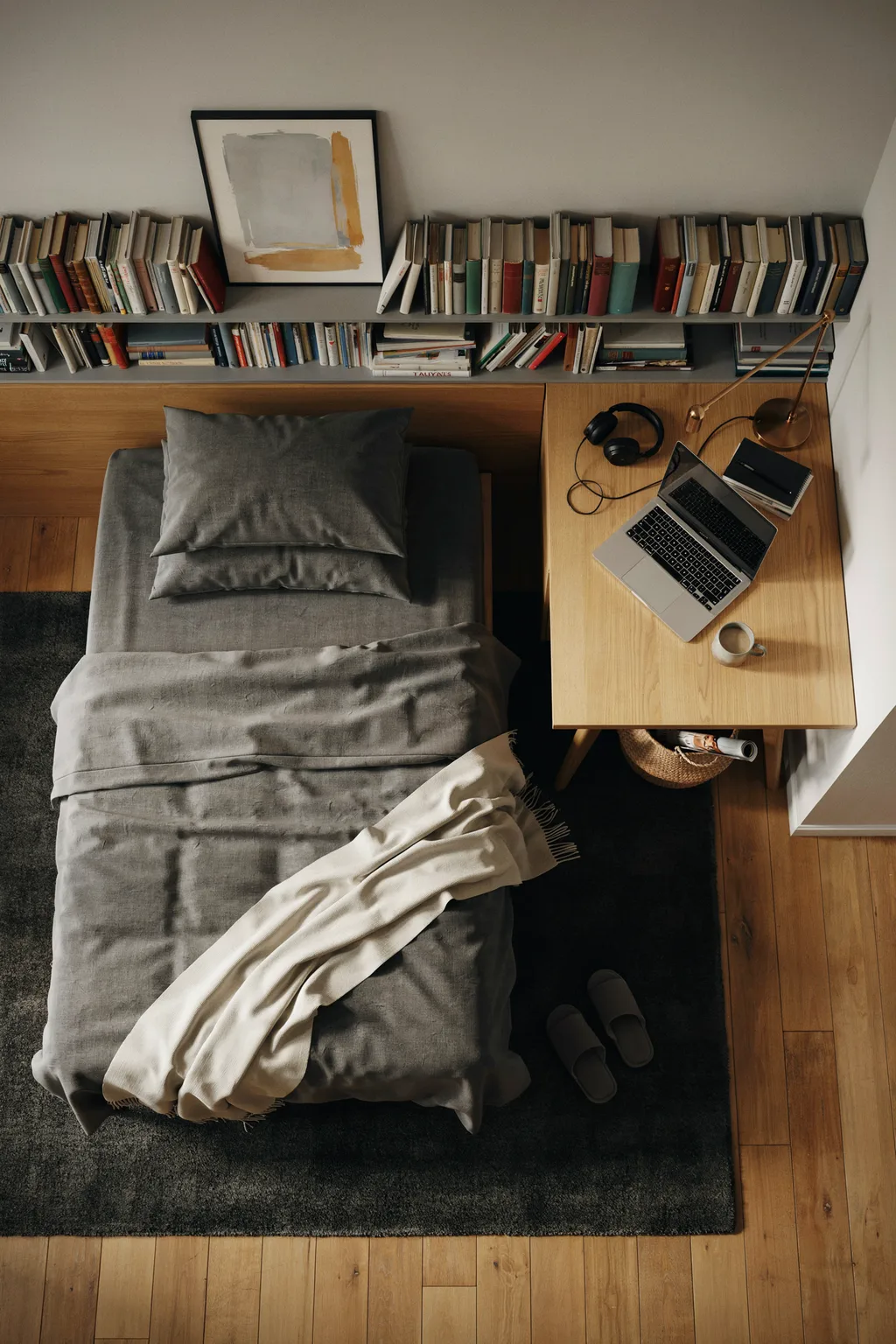 Bookshelf Headboard Plus Desk