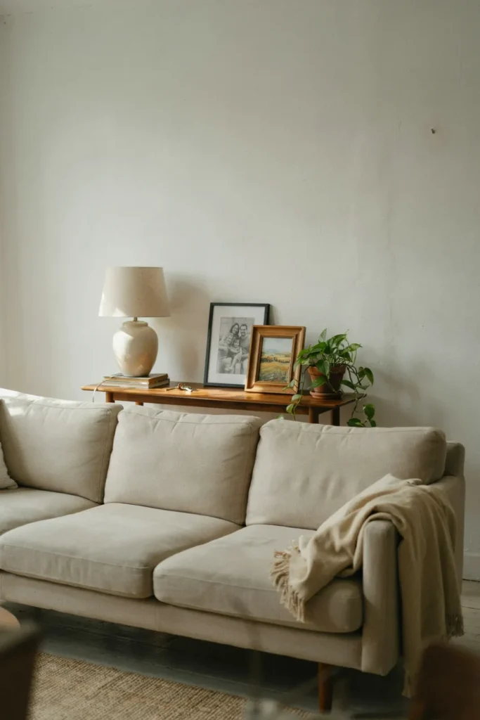 slim console table behind your sofa