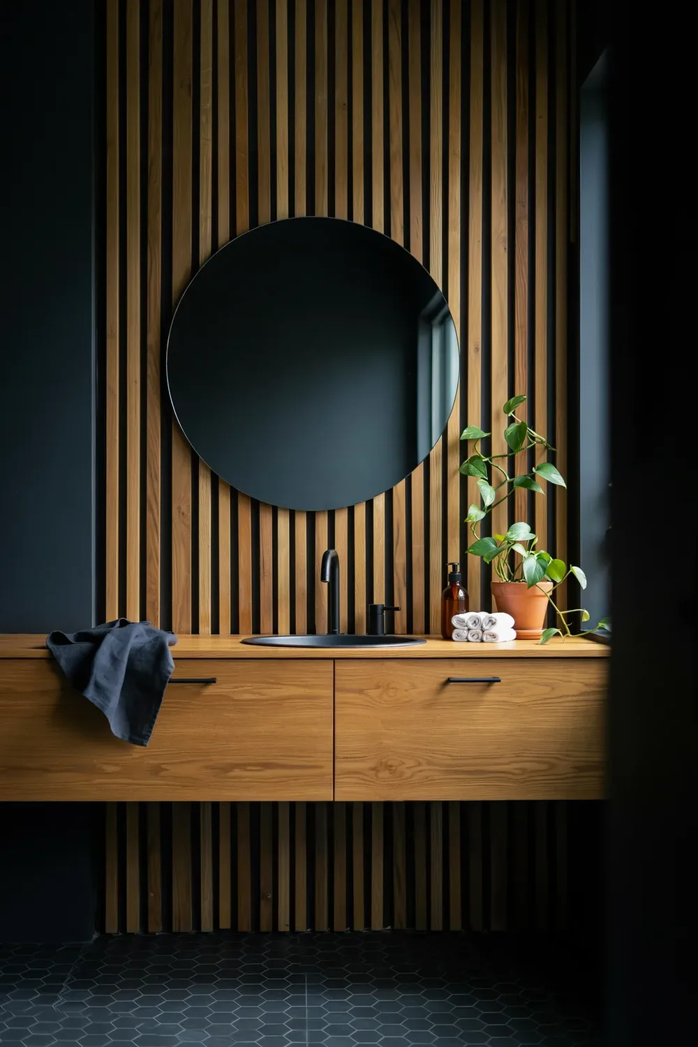 Balance the Black With Warm Wood