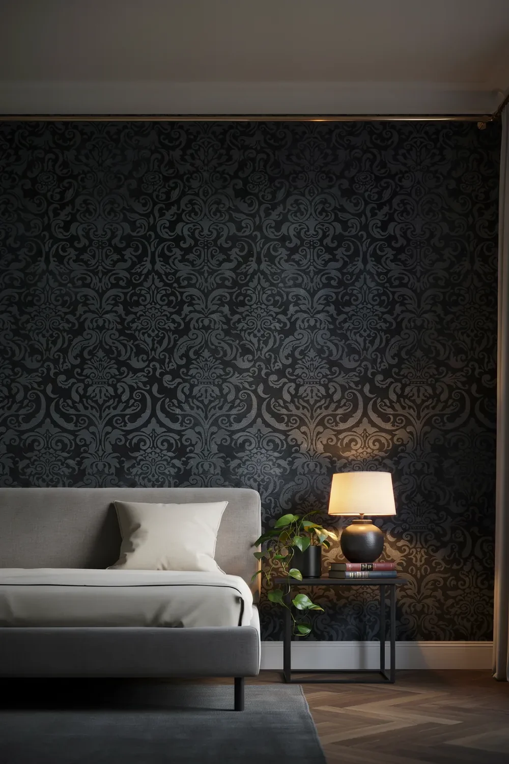 Damask on Black, Modernised So It Isn't Stuffy