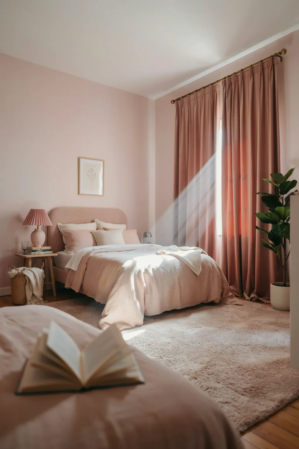 Hang Blackout Curtains in a Deeper Rose