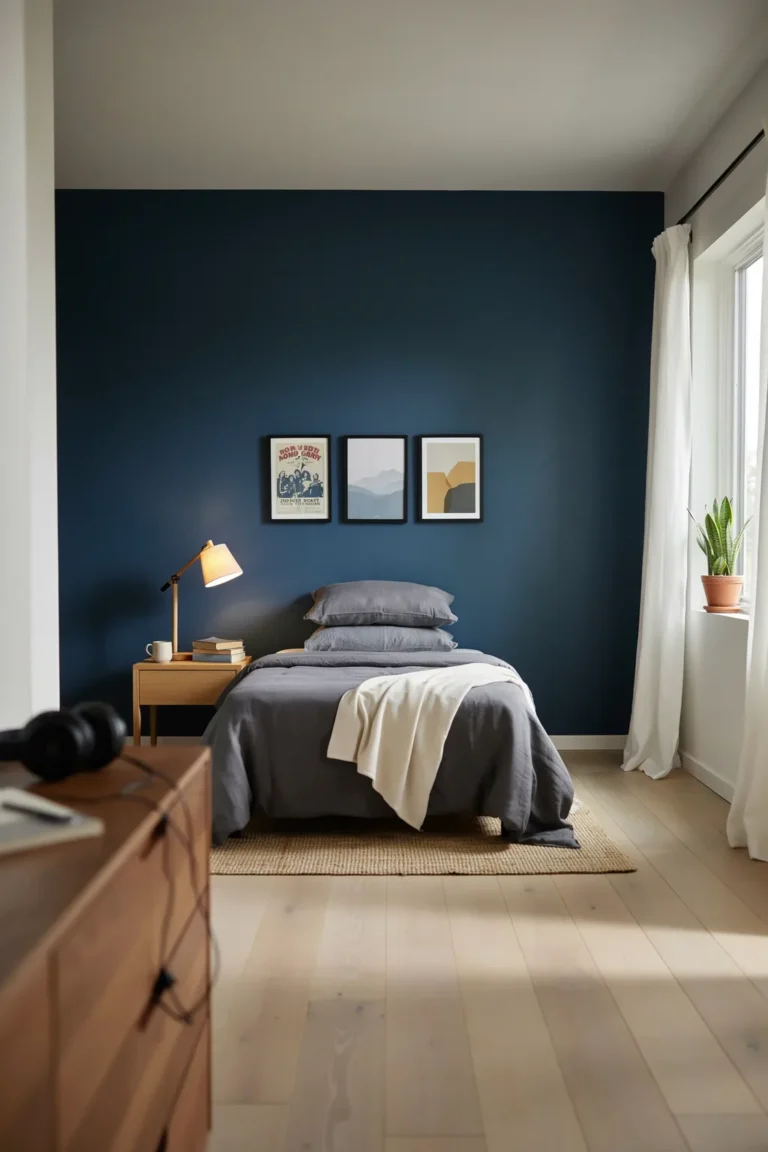Paint the Bed Wall Navy or Charcoal and Watch the Room Grow Up
