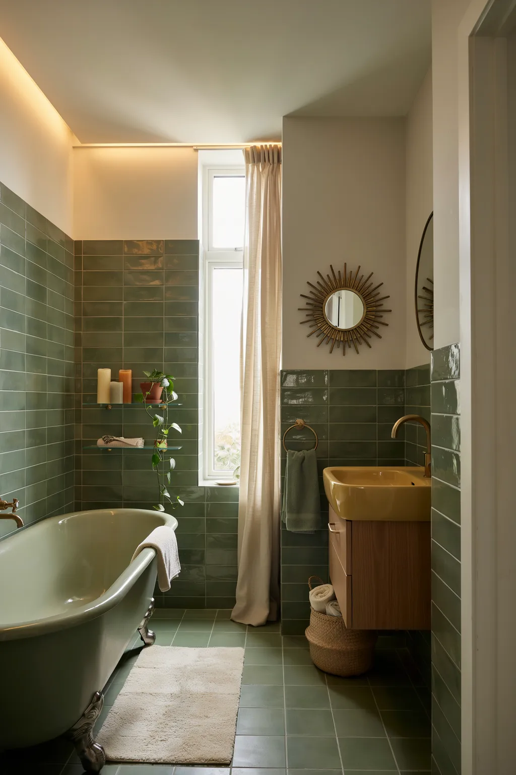 Funky Bathroom Ideas - 70s Avocado Bathroom With Amber Glow
