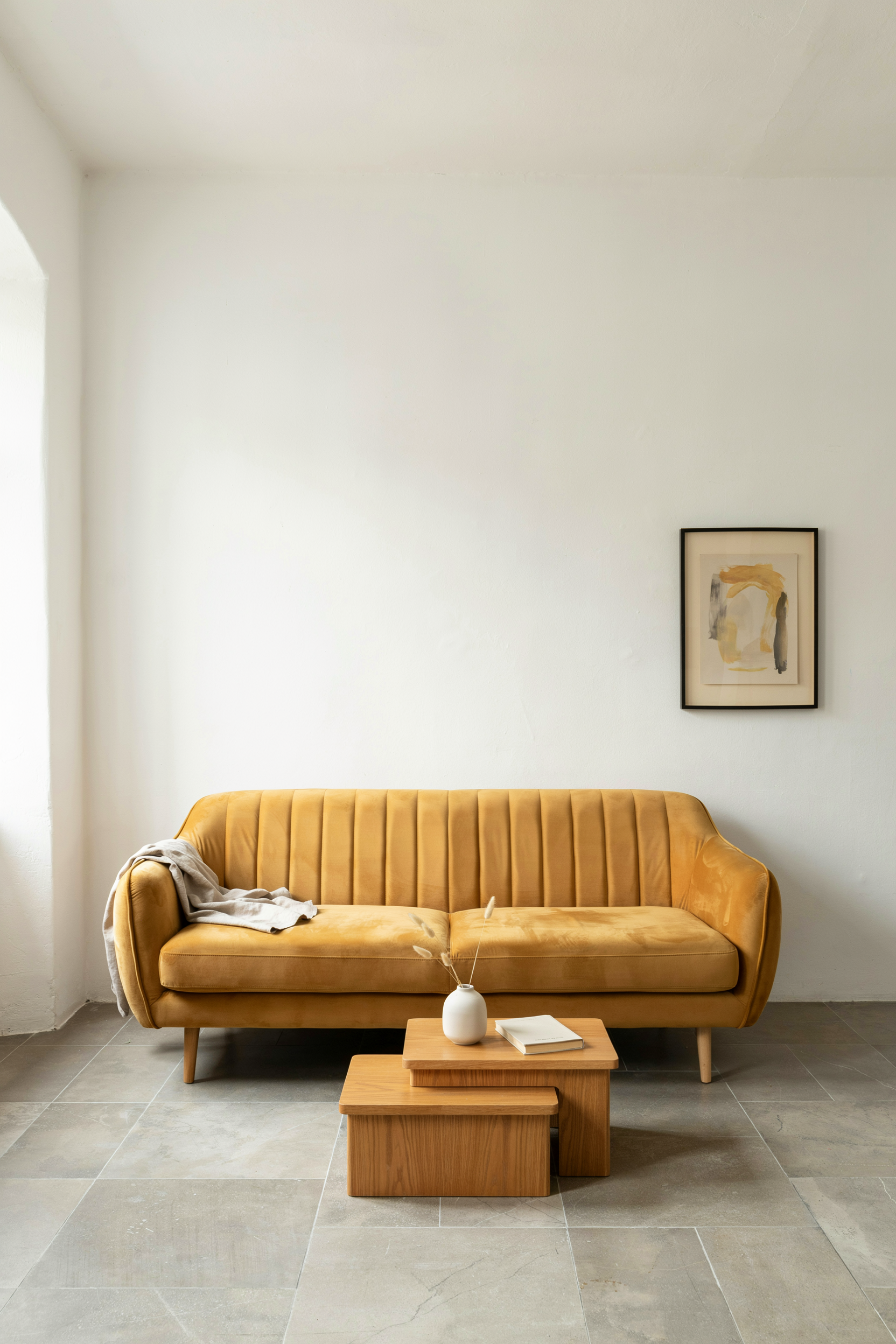 Bold Yellow Velvet Sofa Statement