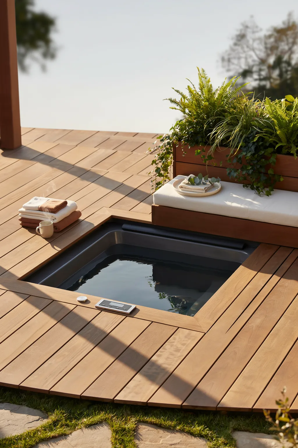 Cedar Deck Surround That Hides The Tub