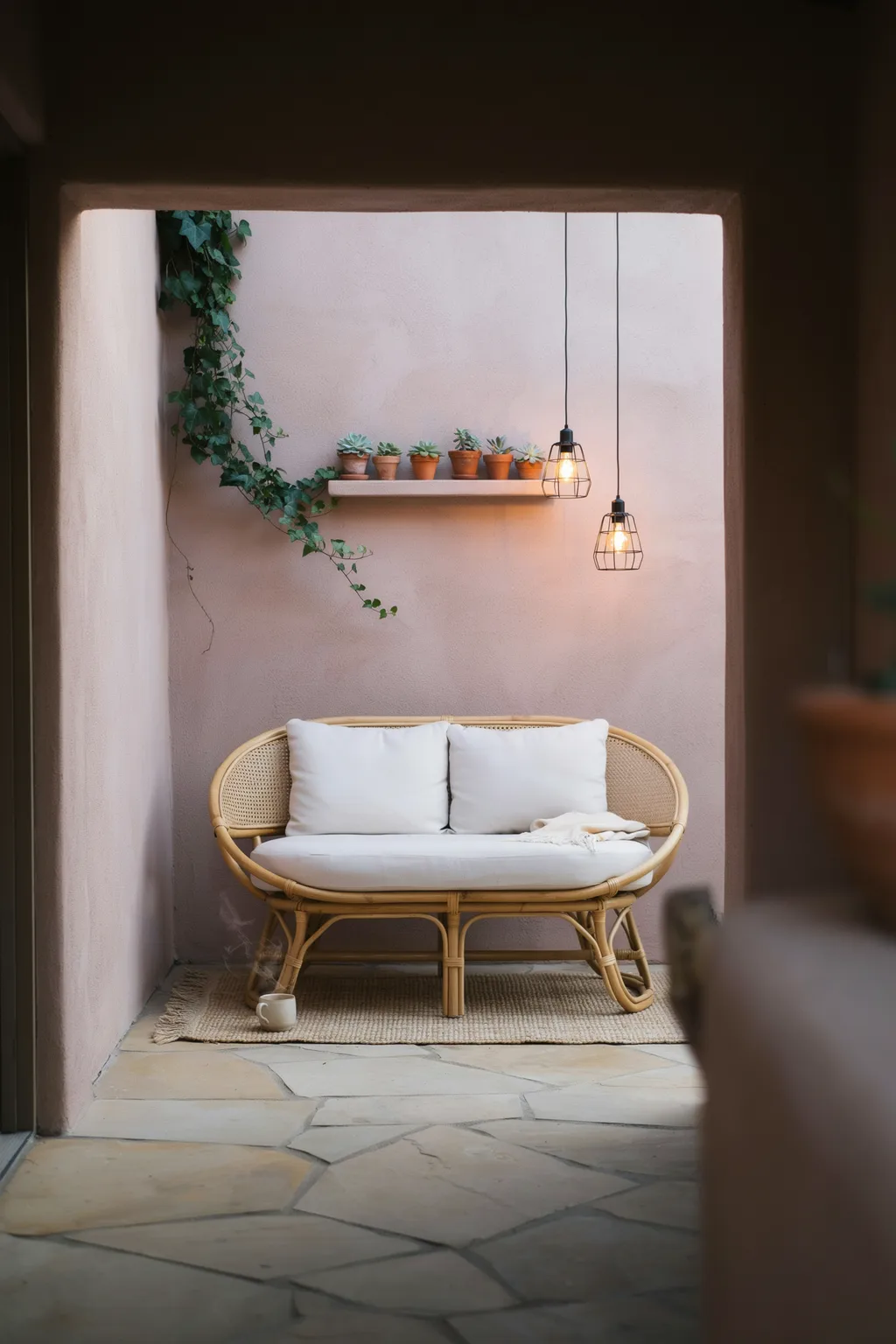 Rattan Loveseat Nook For Tiny Patios
