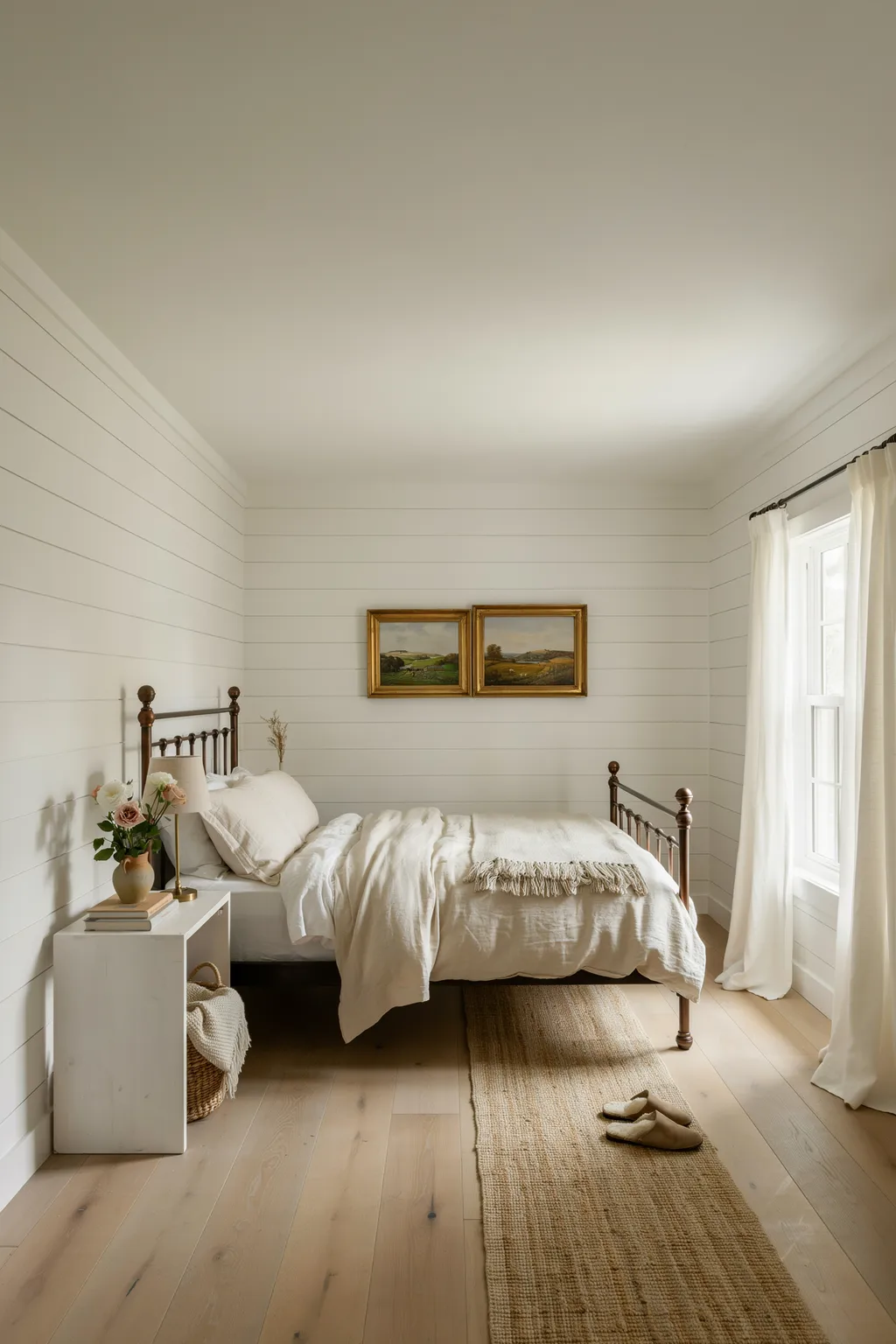 Vintage Art Over a Metal Bed