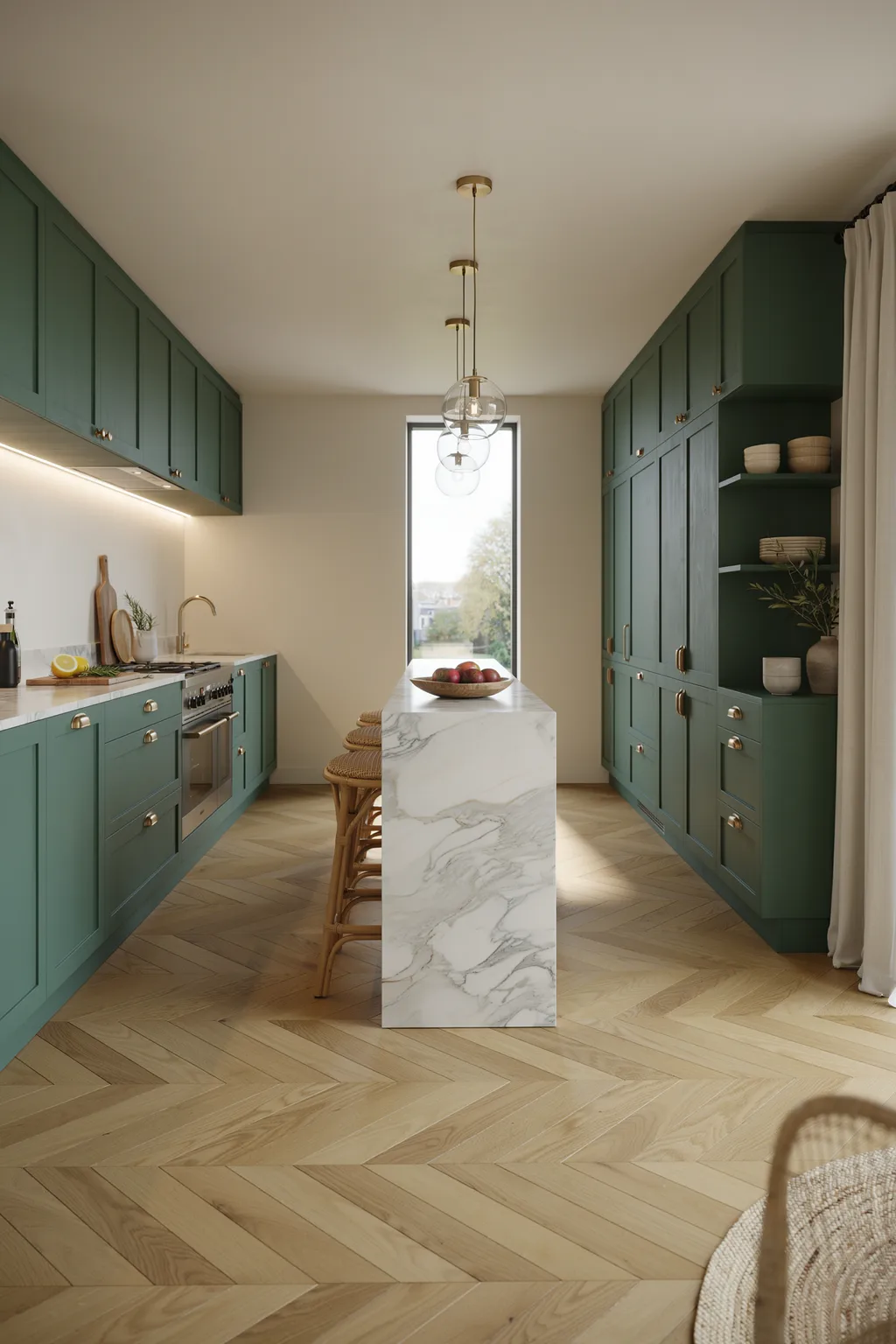 Matte Forest Green Kitchen