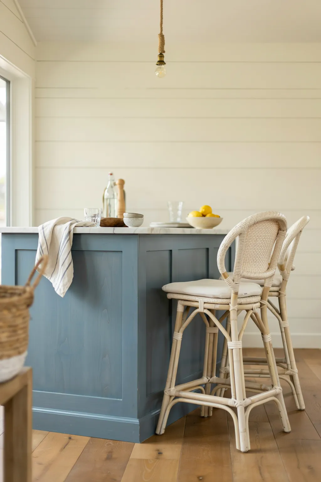 Rattan Swivel Stools For Coastal Kitchens