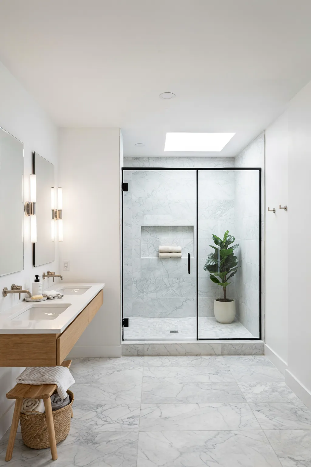 Bright Skylight Shower Bathroom