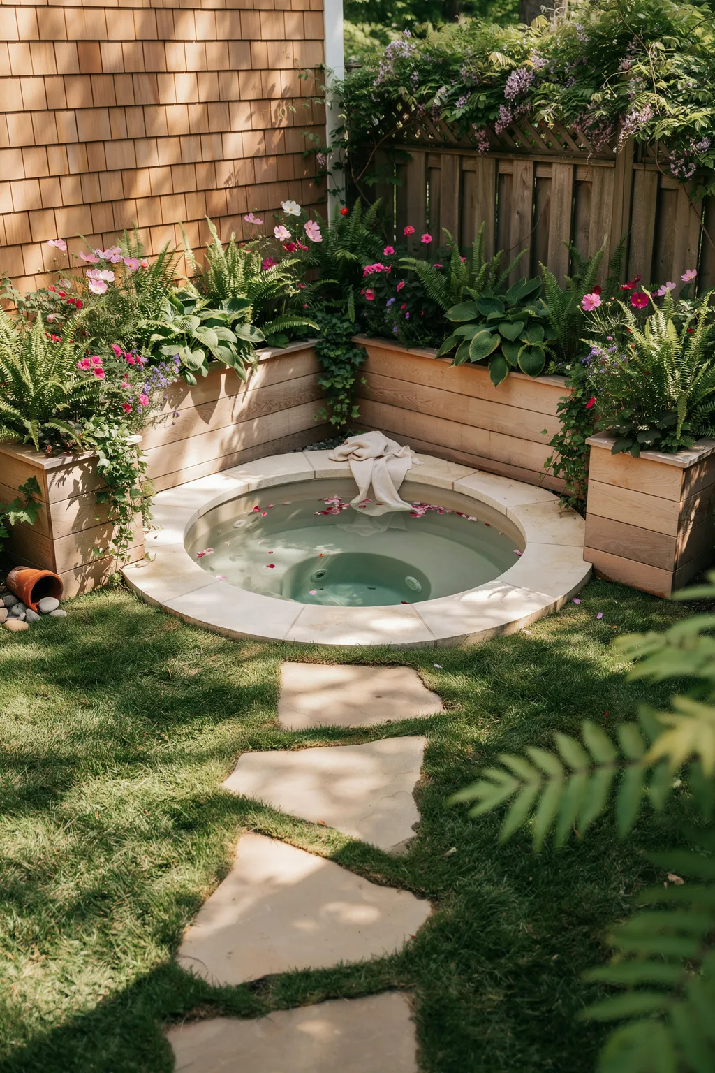 Sink Your Spa Into A Lush Garden
