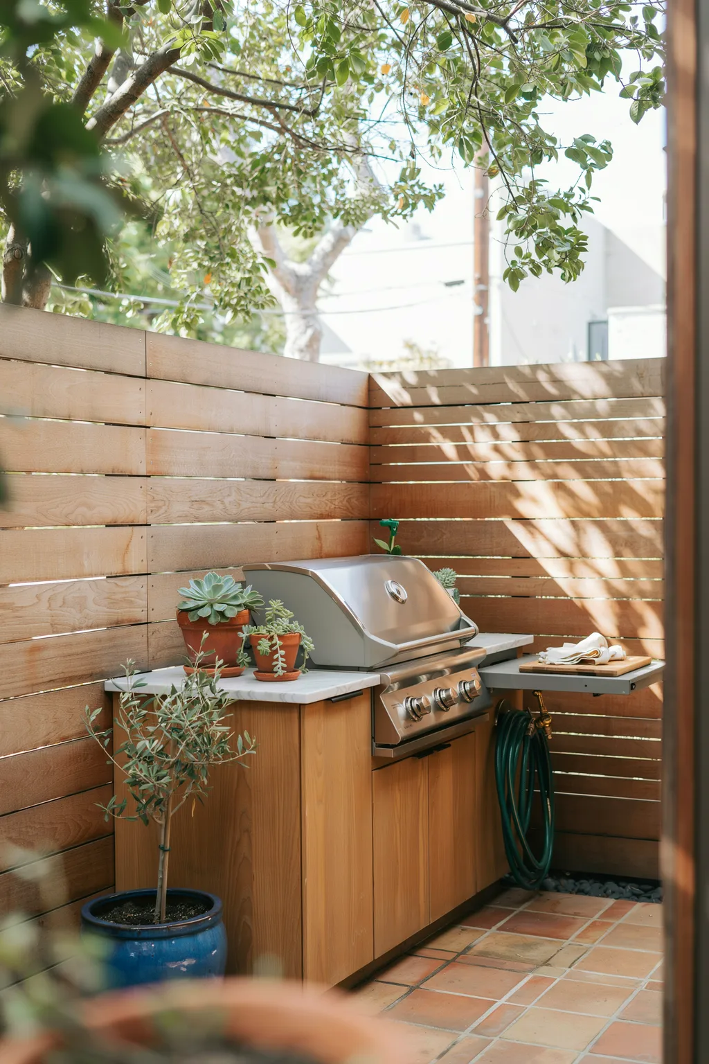 Compact Corner Outdoor Kitchen For Small Yards
