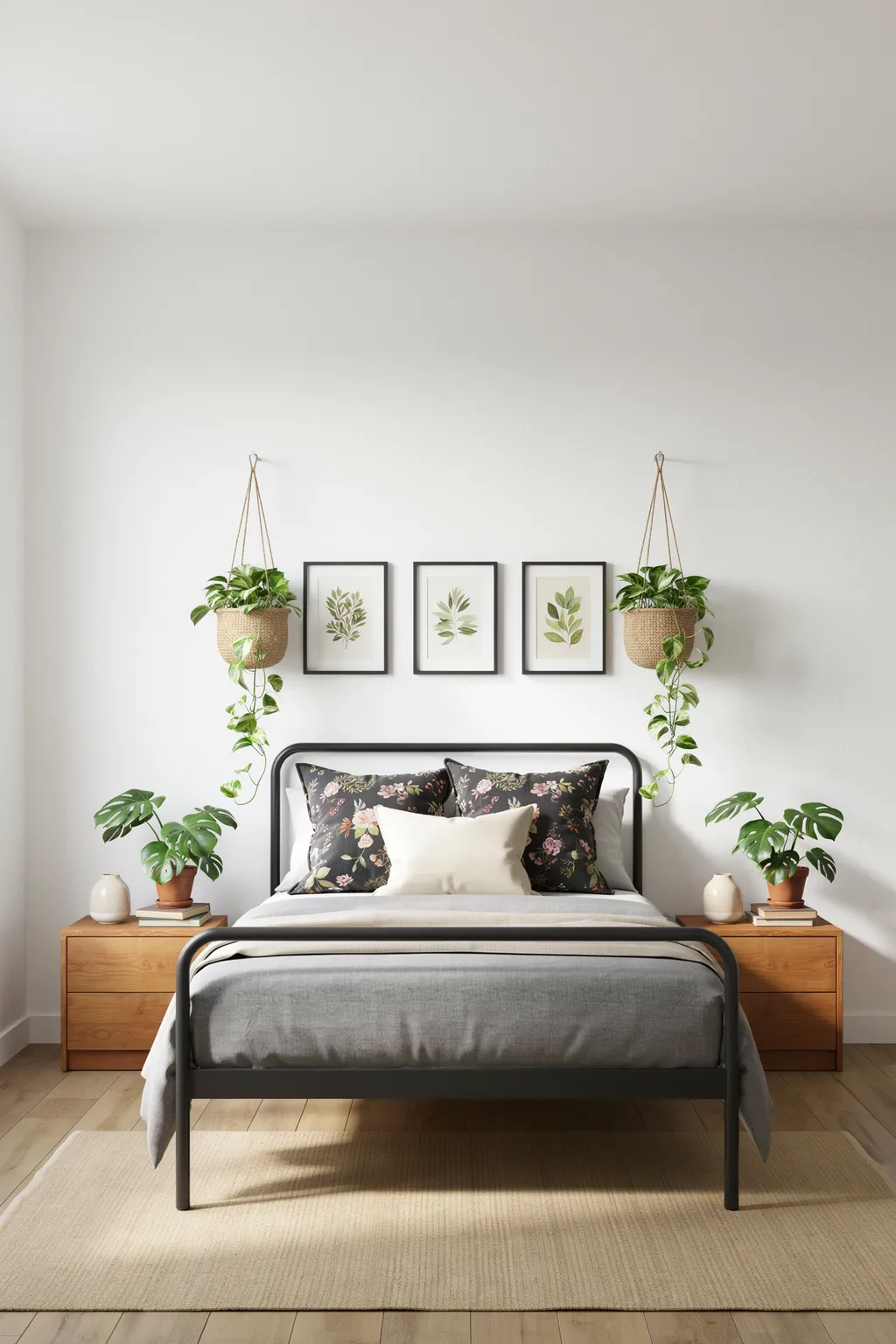 Boho Metal Bed with Plants