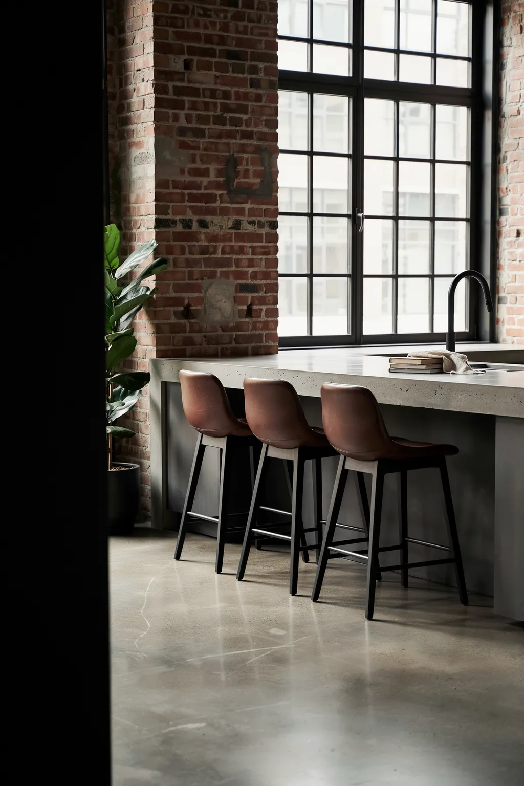 Leather Counter Stools For Loft Kitchens