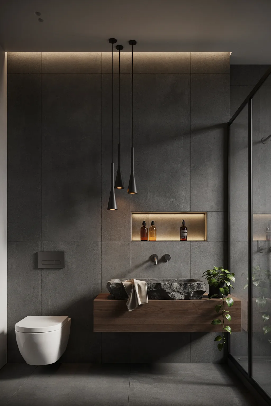 Moody Charcoal Bathroom Design