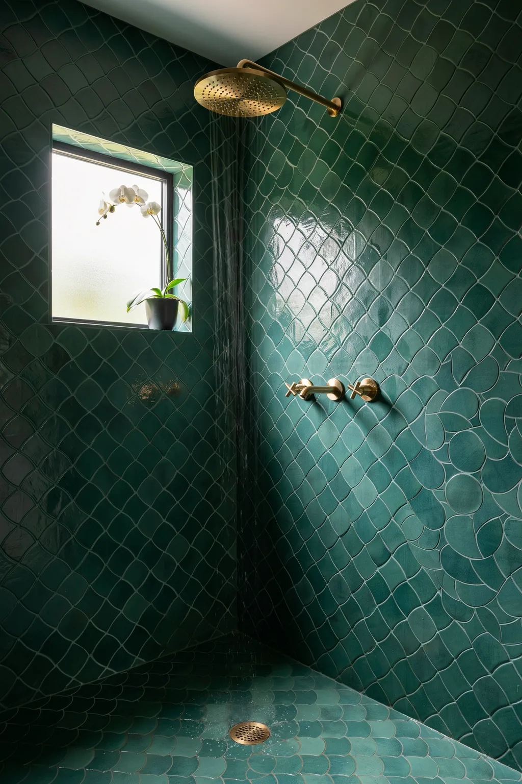 Emerald Fish-Scale Shower That Stuns