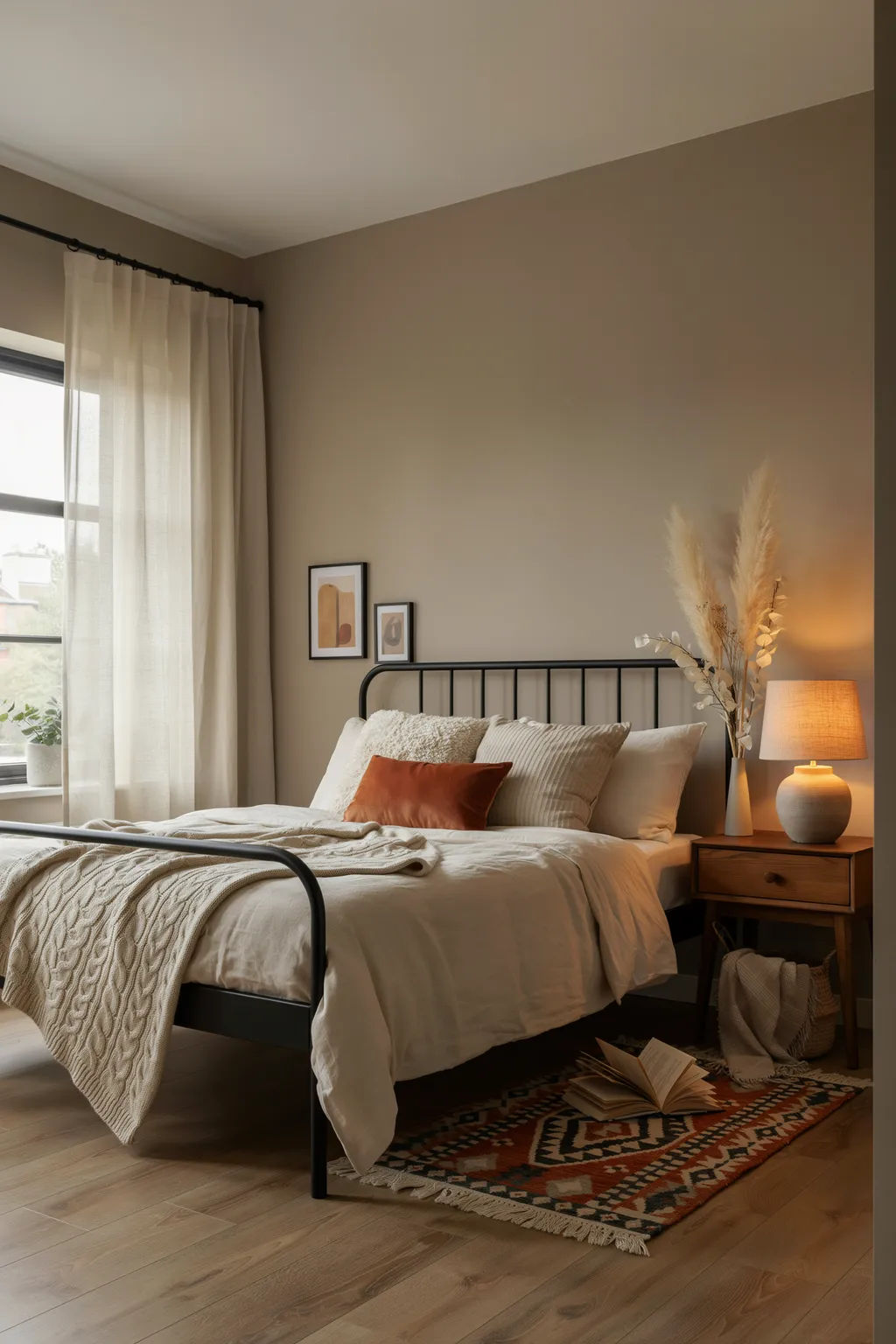 Cozy Taupe Metal Bed Corner